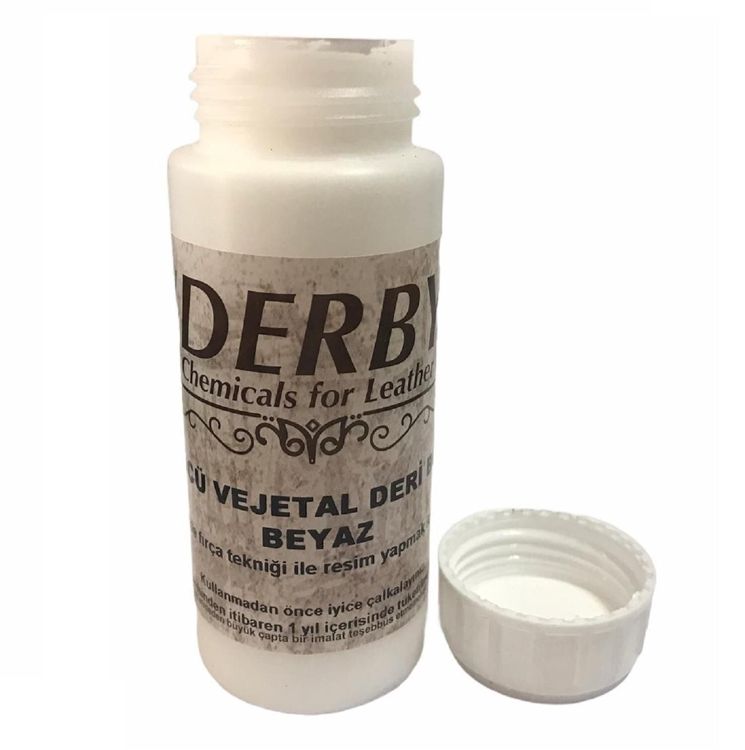 Derby Vejetal Vaketa Deri için Örtücü Boya 100ml (Leathercraft, Deri Hobi) Beyaz