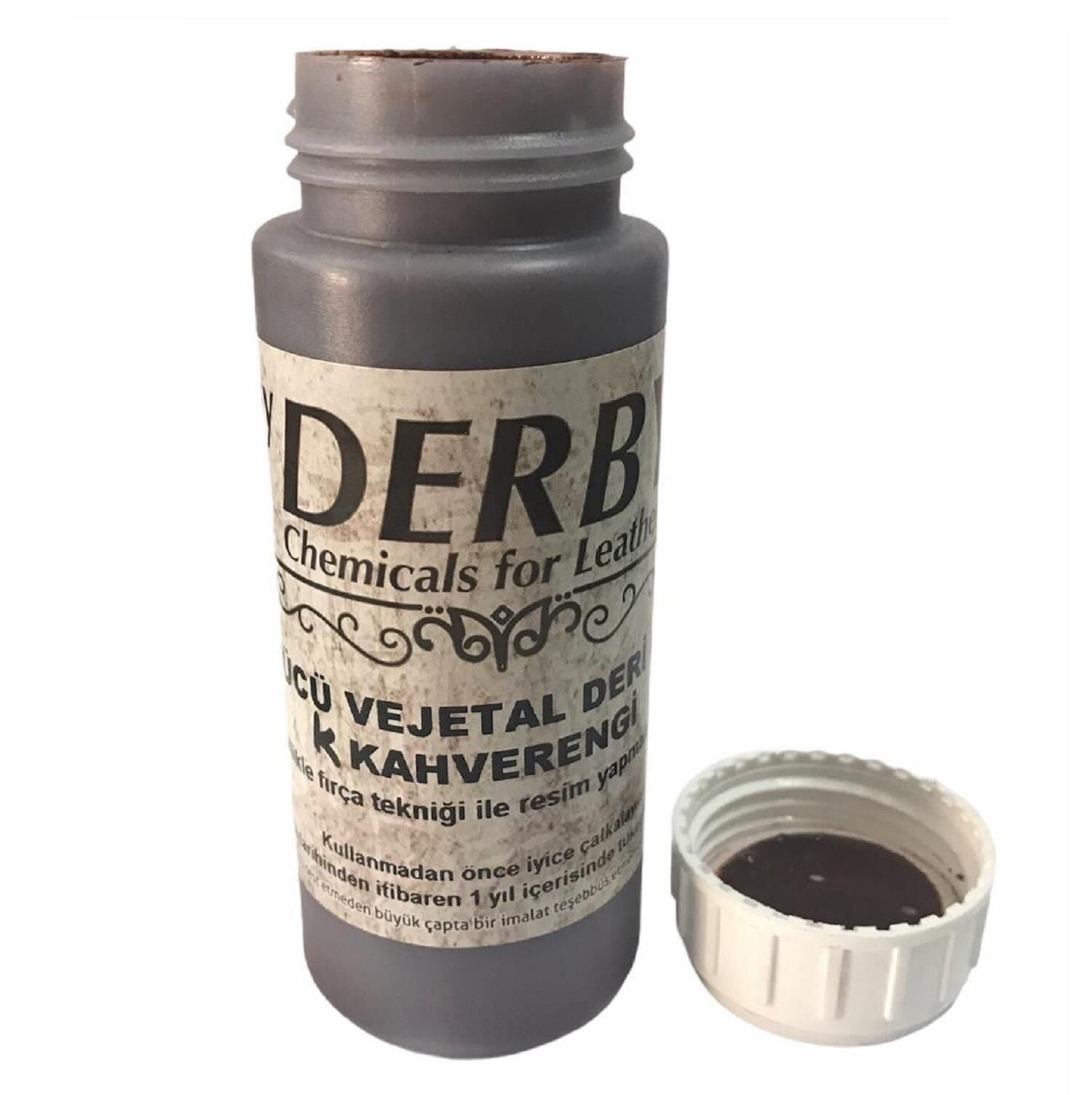 Derby Vejetal Vaketa Deri için Örtücü Boya 100ml (Leathercraft, Deri Hobi) Koyu Kahve