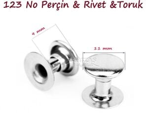 Perçin, Rivet, Toruk 123 no 11mm 30 Adet (Leathercraft, Deri Hobi)
