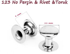 Perçin, Rivet, Toruk 123 no 11mm 30 Adet (Leathercraft, Deri Hobi) Okside