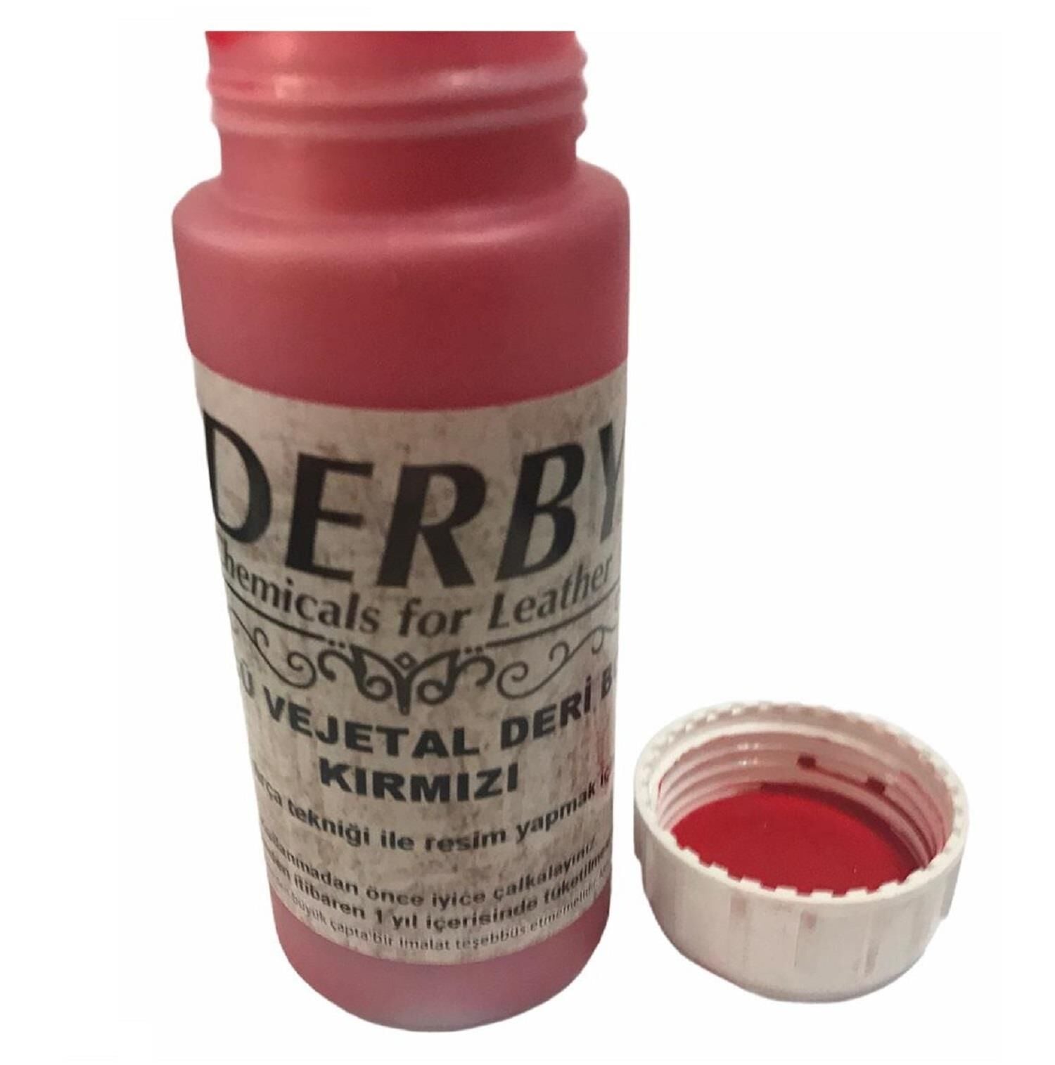 Derby Vejetal Vaketa Deri için Örtücü Boya 100ml (Leathercraft, Deri Hobi) Kırmızı