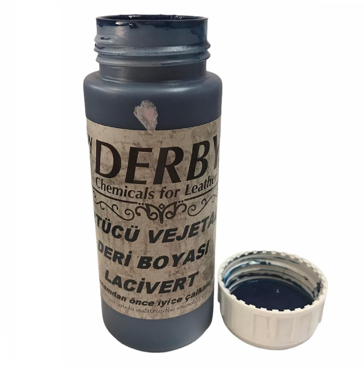 Derby Vejetal Vaketa Deri için Örtücü Boya 100ml (Leathercraft, Deri Hobi) Lacivert