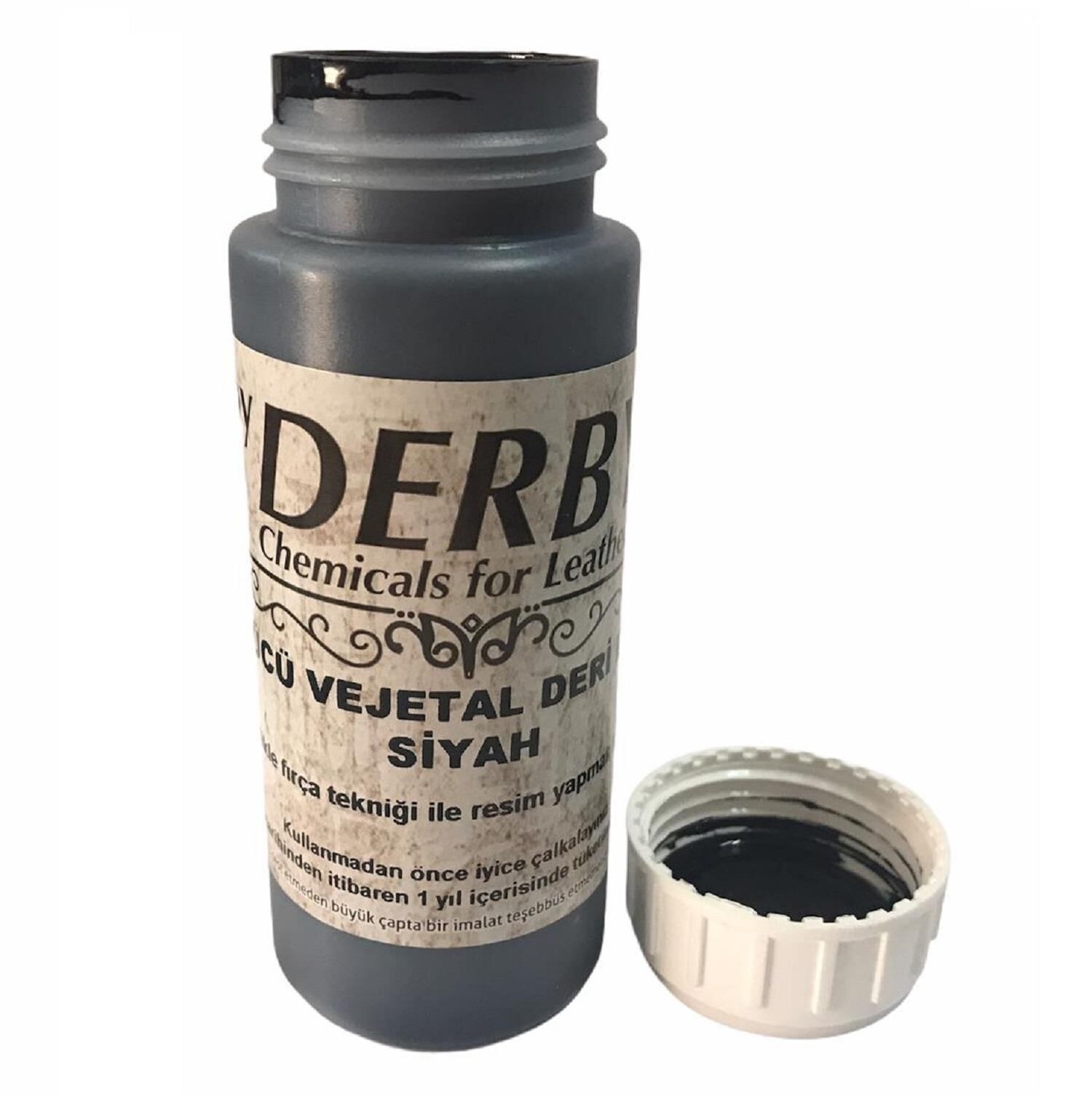 Derby Vejetal Vaketa Deri için Örtücü Boya 100ml (Leathercraft, Deri Hobi) Siyah