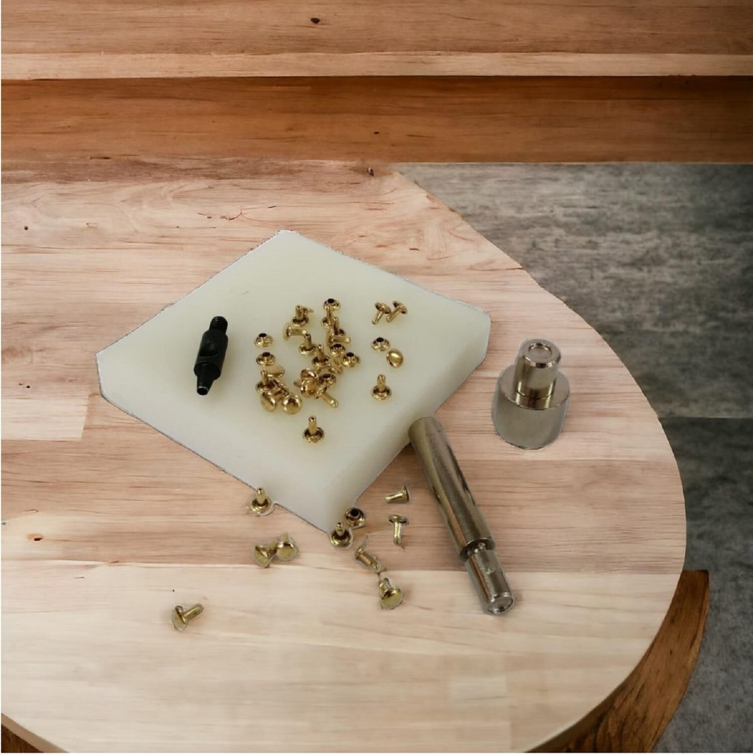 5 Parça Hazır Perçin Ezme Seti - 33,5 no  İki Taraf Kafa Sarı