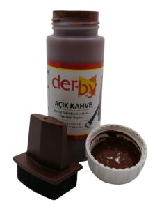 Derby Mont Direksiyon Koltuk Deri Boyası 100ml ve Saplı Sünger 1 Adet Koyu Bej