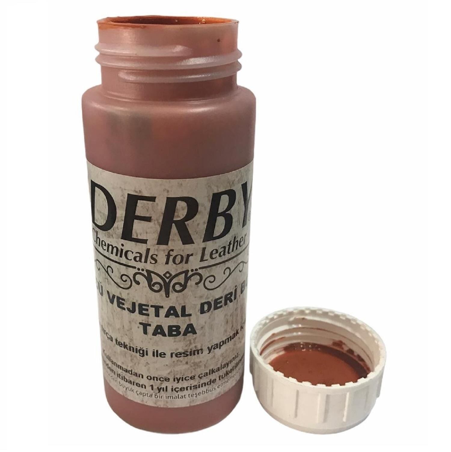 Derby Vejetal Vaketa Deri için Örtücü Boya 100ml (Leathercraft, Deri Hobi) Taba
