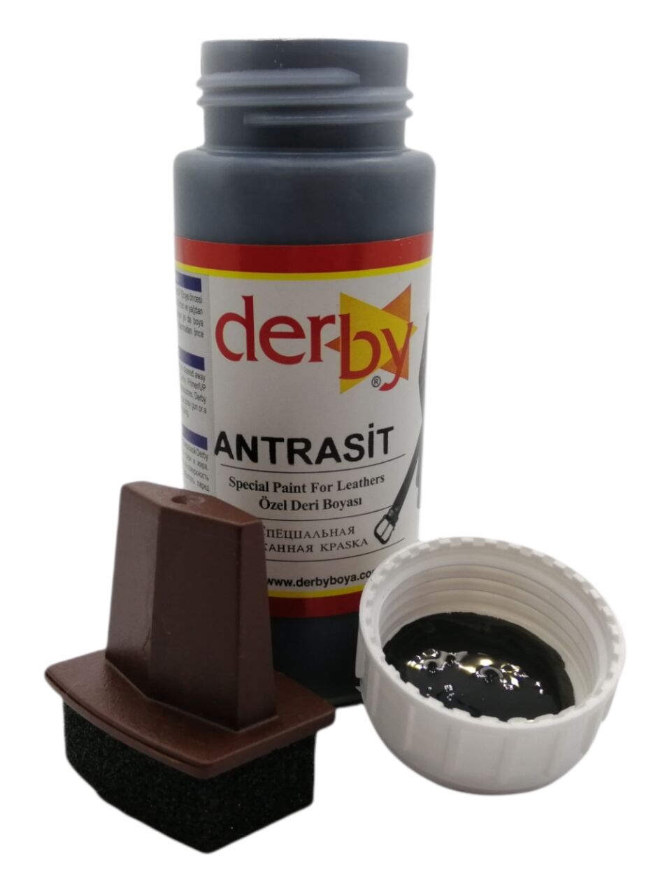 Derby Mont Direksiyon Koltuk Deri Boyası 100ml ve Saplı Sünger 1 Adet Antrasit Ext.KoyuGri