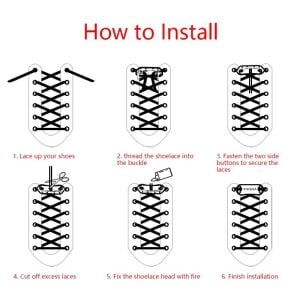 SRTfootcare TakBırak Yeni Nesil Kilitli Elastik Ayakkabı Bağcığı, Tak Bırak Akıllı Lastik Bağcık 1 Çift Siyah