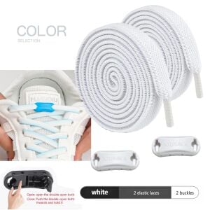 SRTfootcare TakBırak Yeni Nesil Kilitli Elastik Ayakkabı Bağcığı, Tak Bırak Akıllı Lastik Bağcık 1 Çift Siyah