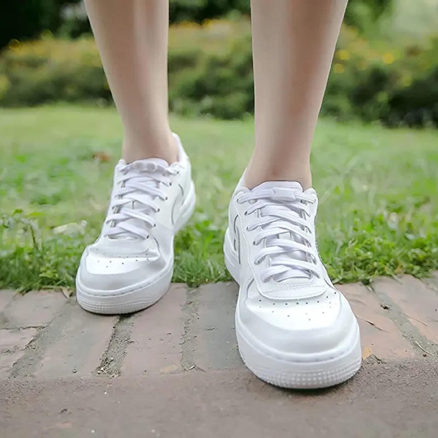 SRTfootcare TakBırak Yeni Nesil Kilitli Elastik Ayakkabı Bağcığı, Tak Bırak Akıllı Lastik Bağcık 1 Çift Beyaz