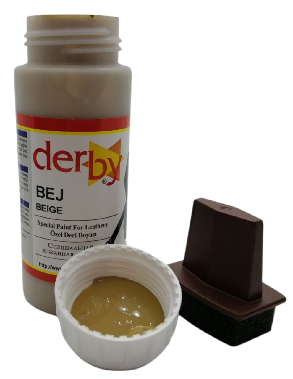 Derby Mont Direksiyon Koltuk Deri Boyası 100ml ve Saplı Sünger 1 Adet Bej