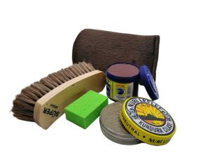 Leflef 5 li Ayakkabı Bakım Seti Ekstra Açık Kahve Boya - Naturel Cila - Krem Bej Fırça