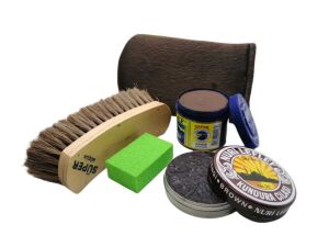 Leflef 5 li Ayakkabı Bakım Seti Ekstra Lacivert Boya - Naturel Cila - Siyah Fırça