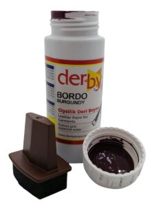 Derby Mont Direksiyon Koltuk Deri Boyası 100ml ve Saplı Sünger 1 Adet Bordo