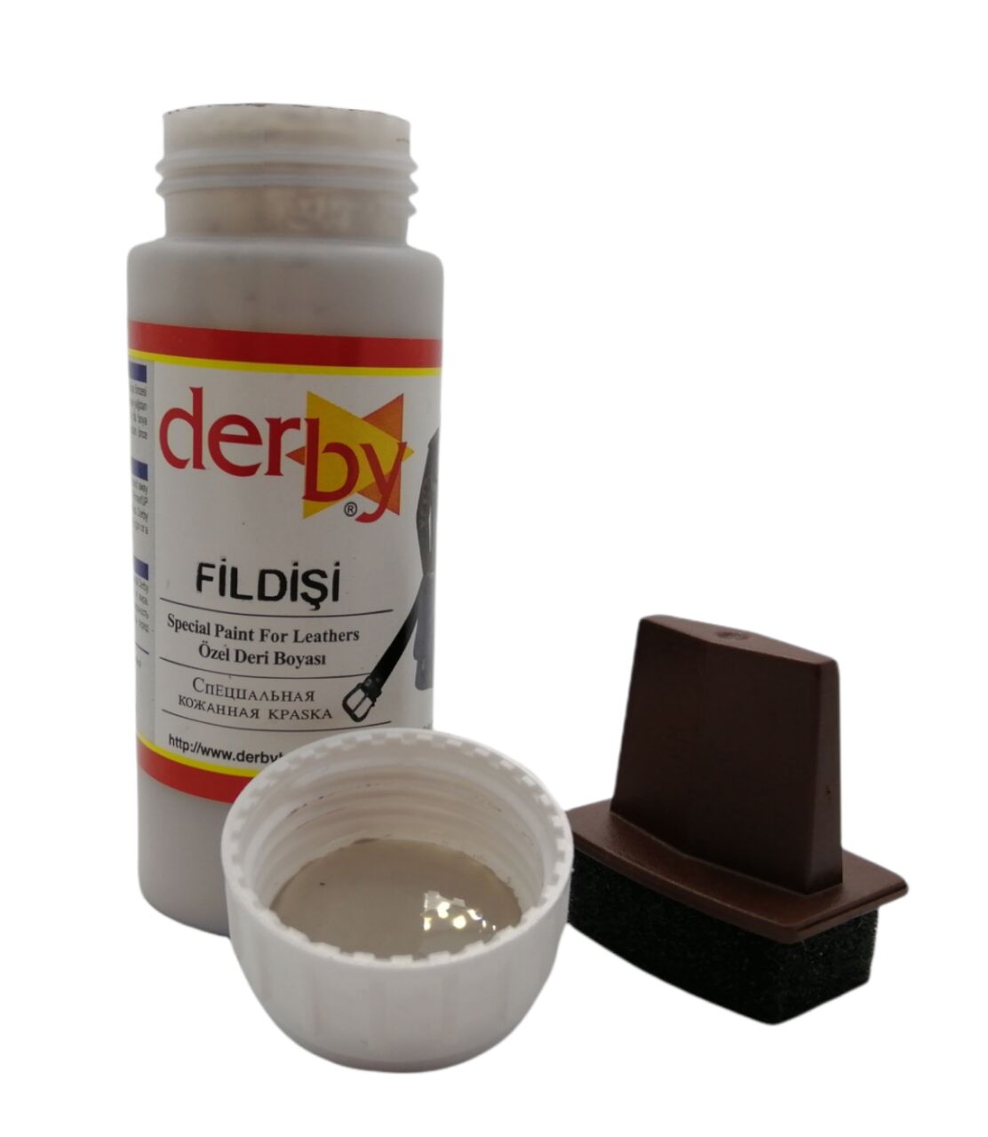 Derby Mont Direksiyon Koltuk Deri Boyası 100ml ve Saplı Sünger 1 Adet Fildişi