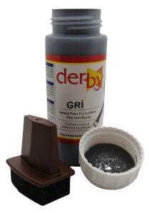 Derby Mont Direksiyon Koltuk Deri Boyası 100ml ve Saplı Sünger 1 Adet Gri