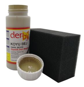 Derby Mont Direksiyon Koltuk Deri Boyası 100ml ve Saplı Sünger 1 Adet Koyu Bej