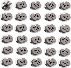 TOPTAN Çanta Mıknatısı 100 Adet 18mm Deri El Aleti Siyah Nikel