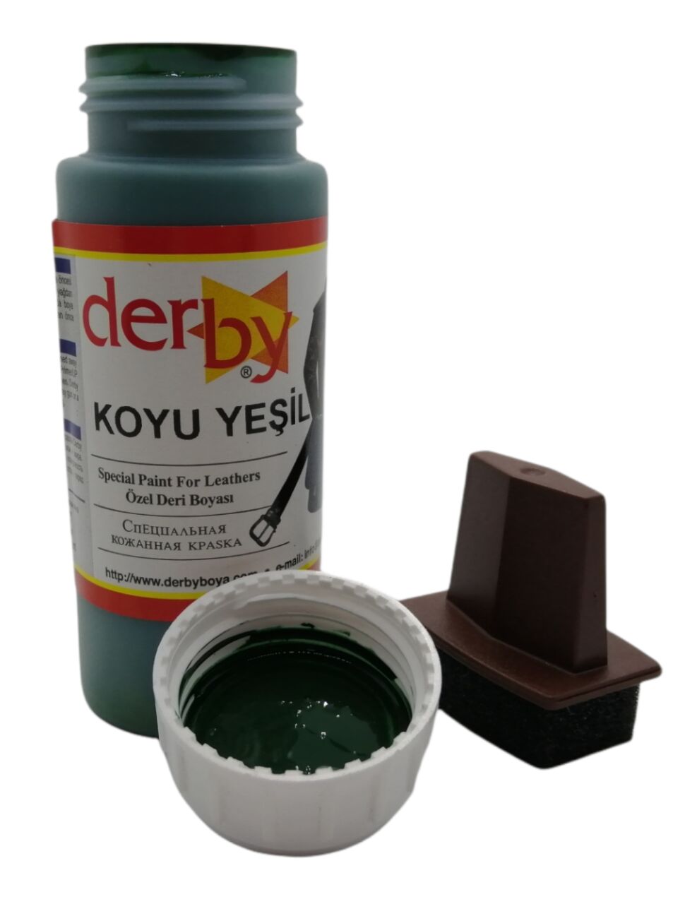 Derby Mont Direksiyon Koltuk Deri Boyası 100ml ve Saplı Sünger 1 Adet Koyu yeşil