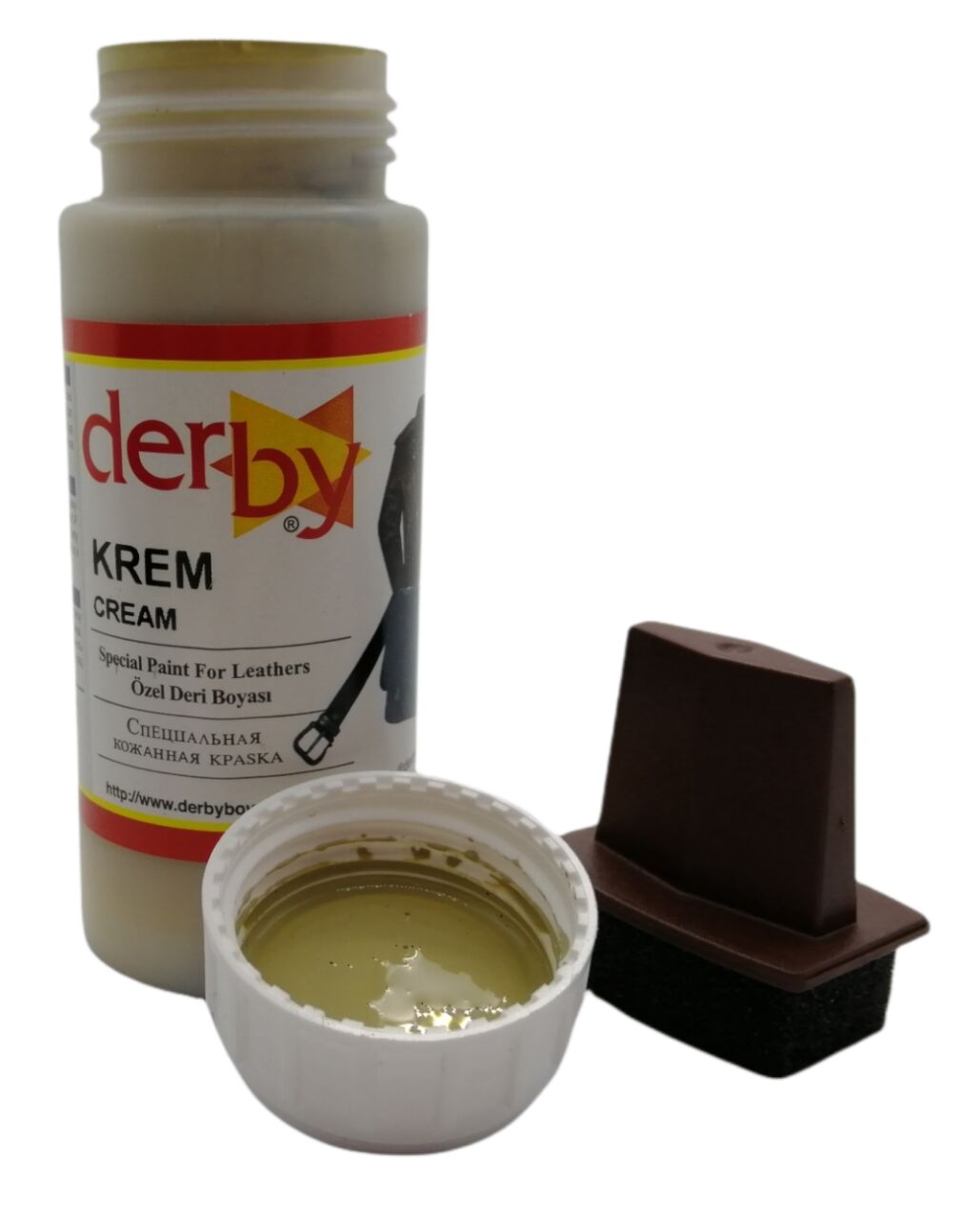 Derby Mont Direksiyon Koltuk Deri Boyası 100ml ve Saplı Sünger 1 Adet Krem