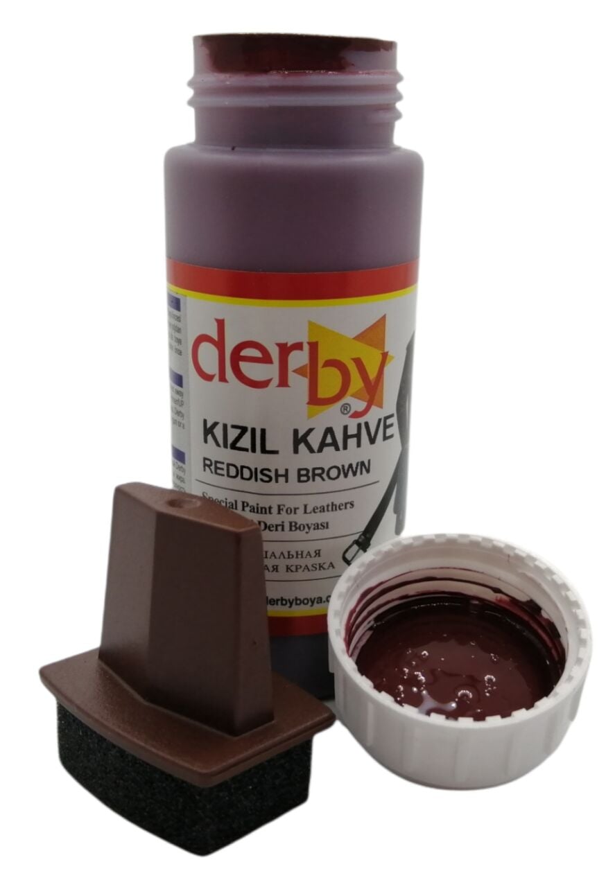 Derby Mont Direksiyon Koltuk Deri Boyası 100ml ve Saplı Sünger 1 Adet Kızıl Kahve
