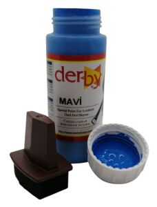 Derby Mont Direksiyon Koltuk Deri Boyası 100ml ve Saplı Sünger 1 Adet Mavi
