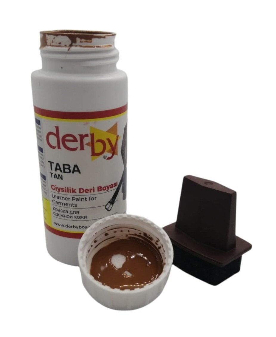 Derby Mont Direksiyon Koltuk Deri Boyası 100ml ve Saplı Sünger 1 Adet Taba