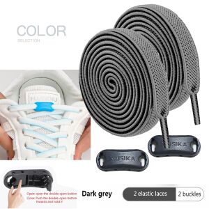 SRTfootcare TakBırak Yeni Nesil Kilitli Elastik Ayakkabı Bağcığı, Tak Bırak Akıllı Lastik Bağcık 1 Çift Koyu Gri