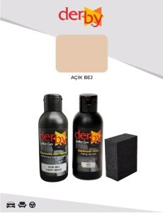 Derby Deri Döşeme Boyası + Sabitleme Cilası + Siyah Sünger .Açık Bej