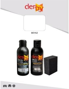 Derby Deri Döşeme Boyası + Sabitleme Cilası + Siyah Sünger .Beyaz