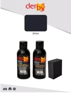 Derby Deri Döşeme Boyası + Sabitleme Cilası + Siyah Sünger .Siyah