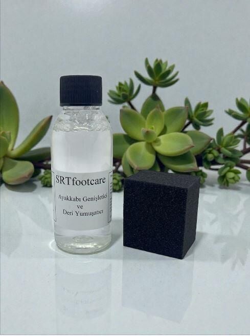 SRTfootcare 100ml Deri Yumuşatma ve Esnetme Suyu – Ayakkabı Genişletici, Deri Yumuşatıcı + Yumuşak Sünger