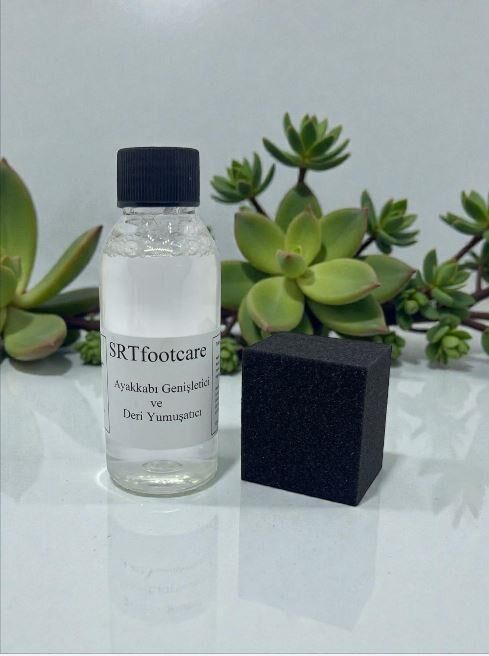 SRTfootcare 100ml Deri Yumuşatma ve Esnetme Suyu – Ayakkabı Genişletici, Deri Yumuşatıcı + Yumuşak Sünger