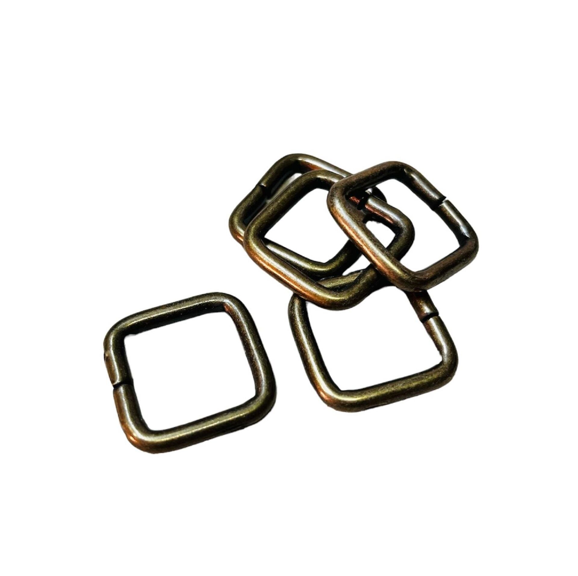 2 cm Kare Metal Halka, Çanta Sapı İçin Kare Halka 5 Adet Antik Kahve
