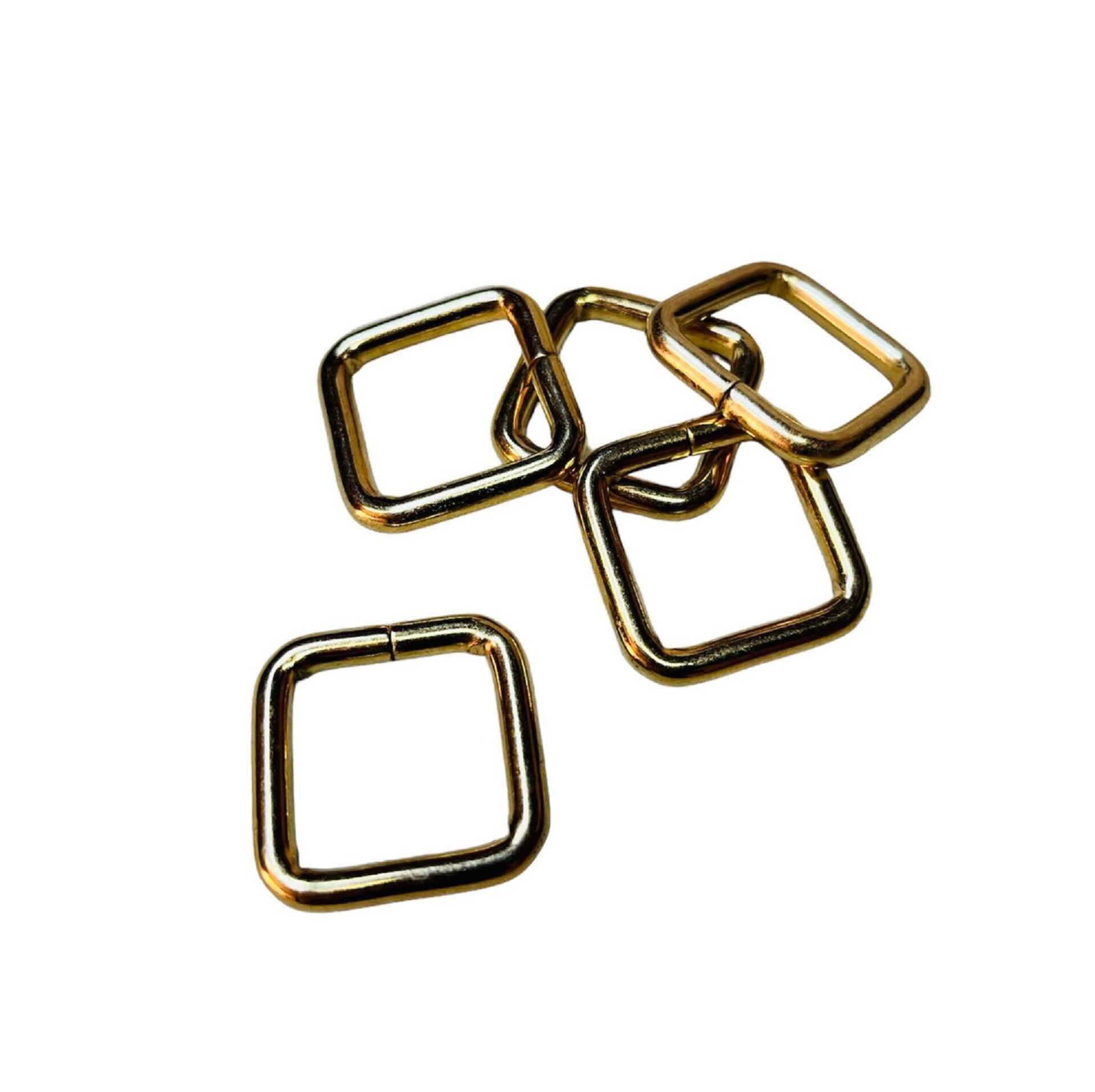 2 cm Kare Metal Halka, Çanta Sapı İçin Kare Halka 5 Adet Altın