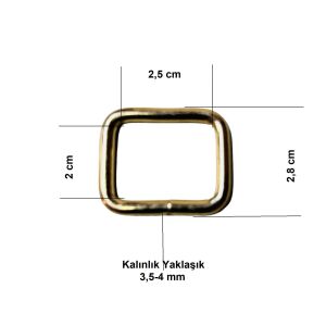 2,5 cm Kare Metal Halka, Çanta Sapı İçin Kare Halka 5 Adet Siyah Nikel