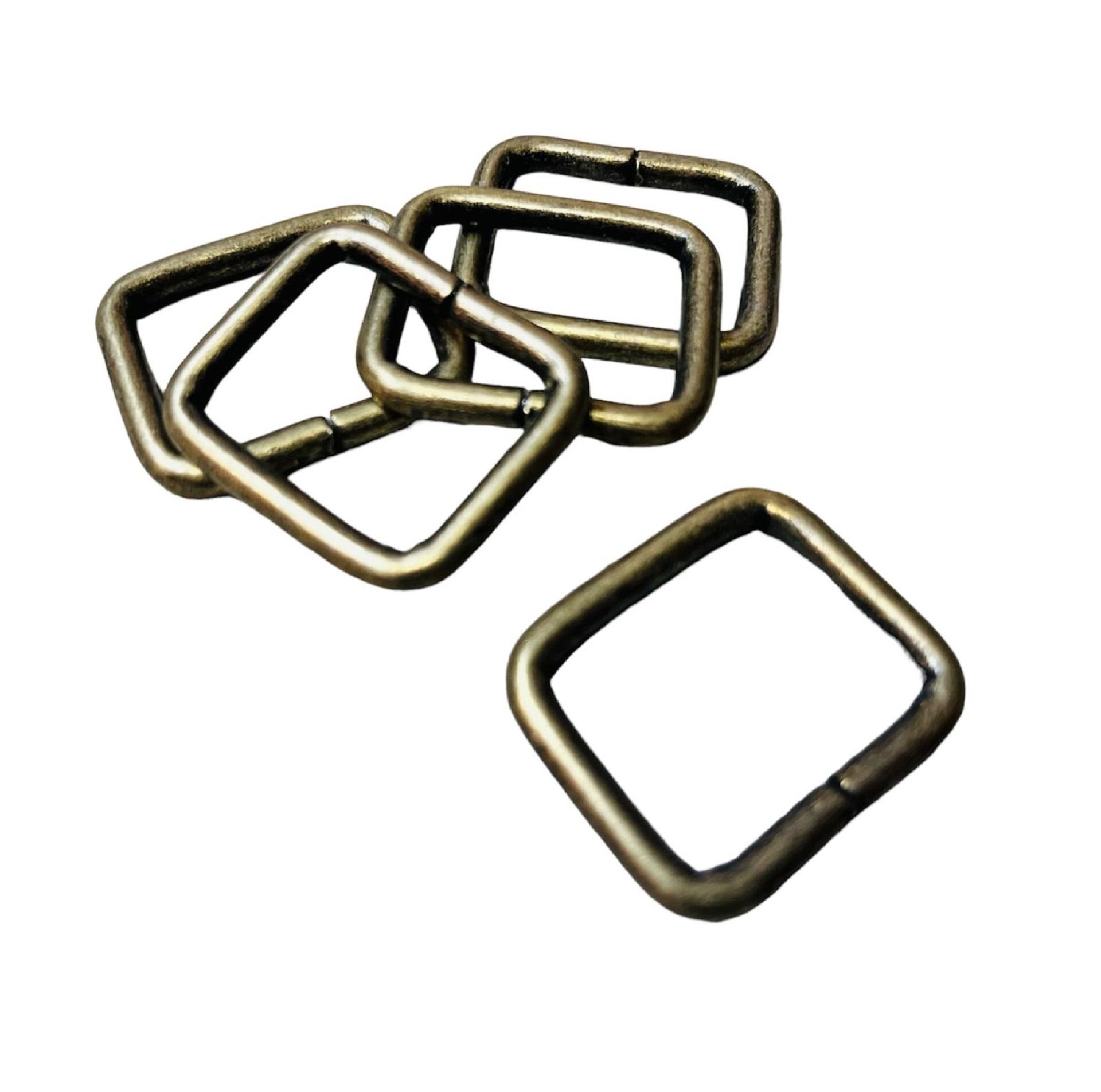 2,5 cm Kare Metal Halka, Çanta Sapı İçin Kare Halka 5 Adet Antik Kahve