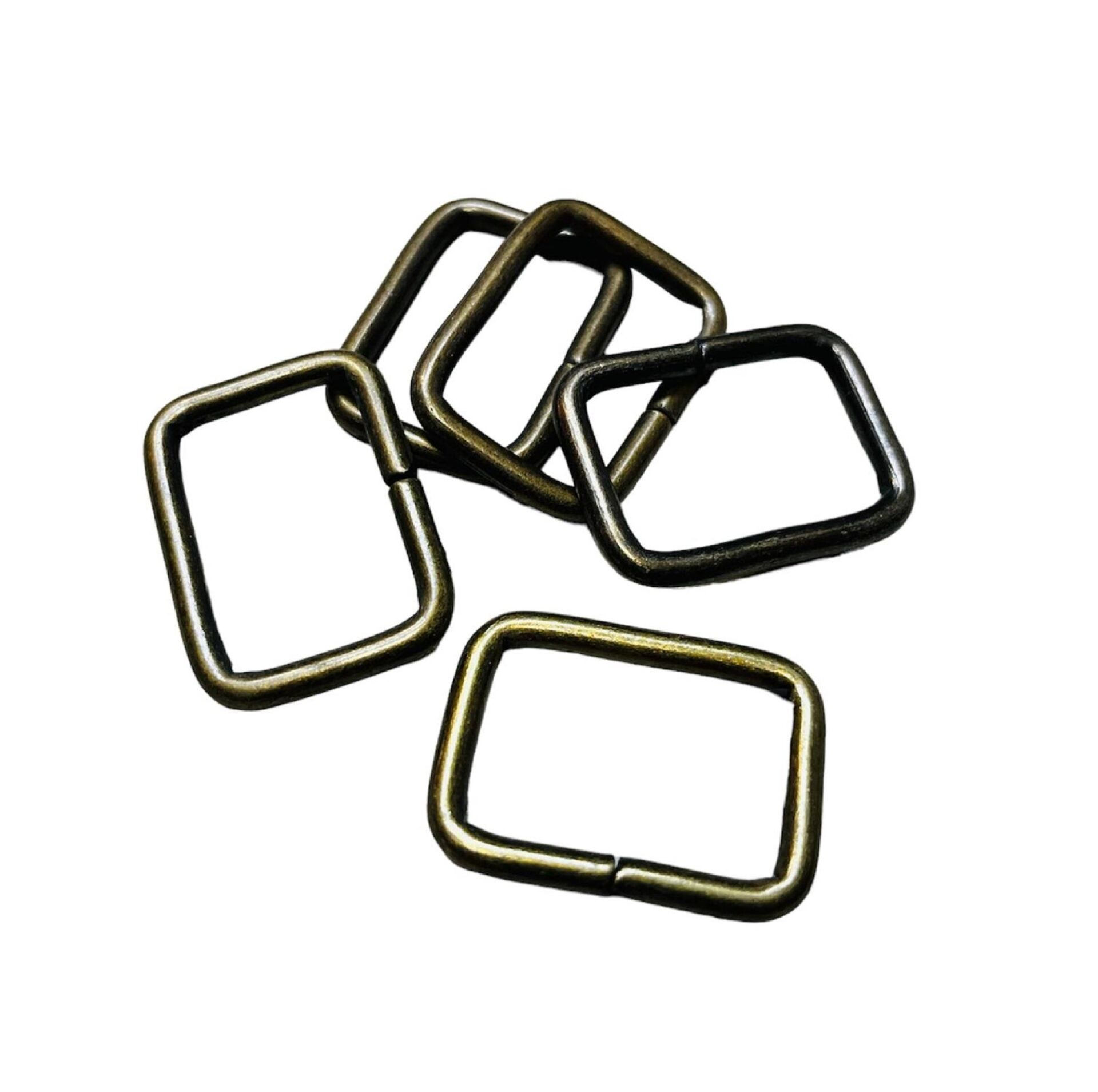 3 cm Kare Metal Halka, Çanta Sapı İçin Kare Halka 5 Adet Antik Kahve