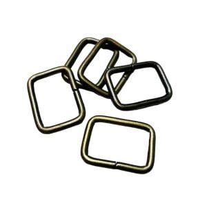 3 cm Kare Metal Halka, Çanta Sapı İçin Kare Halka 5 Adet Antik Kahve