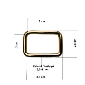 3 cm Kare Metal Halka, Çanta Sapı İçin Kare Halka 5 Adet Antik Kahve