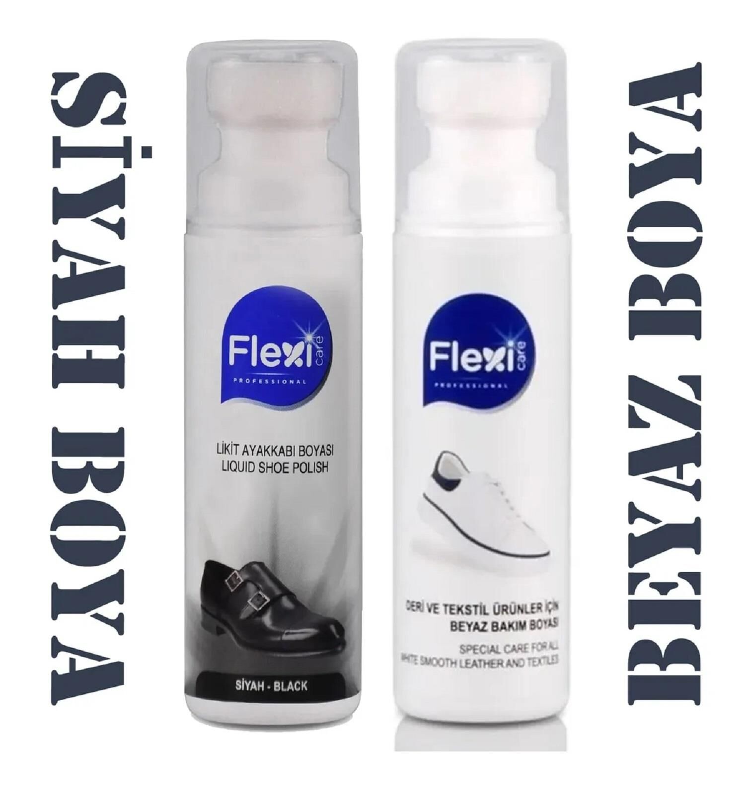 Flexi Spor Beyaz Deri Ve Kumaş Ayakkabı Boyası + Siyah Deri Ayakkabı Boyası 75 ml