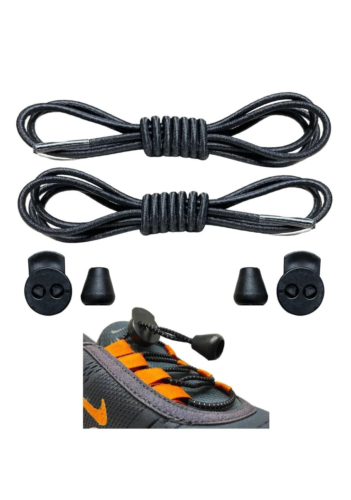SRTfootcare LCY DÜZ Model Yuvarlak KİLİTLİ Bağcık 100 cm Siyah