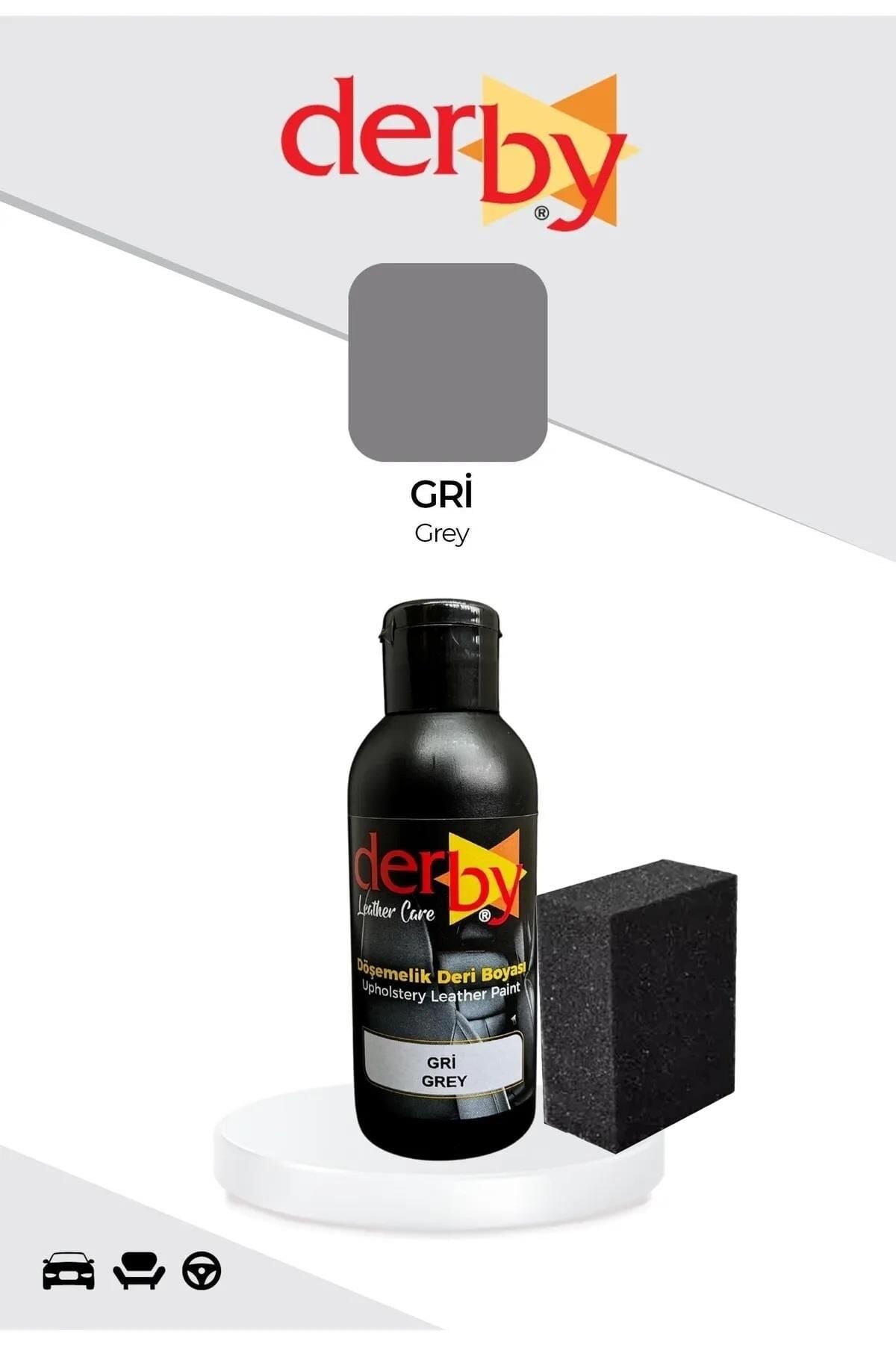 Derby Direksiyon Boyası, Deri Döşeme Boyası 2li Set Standart Renkler .Gri