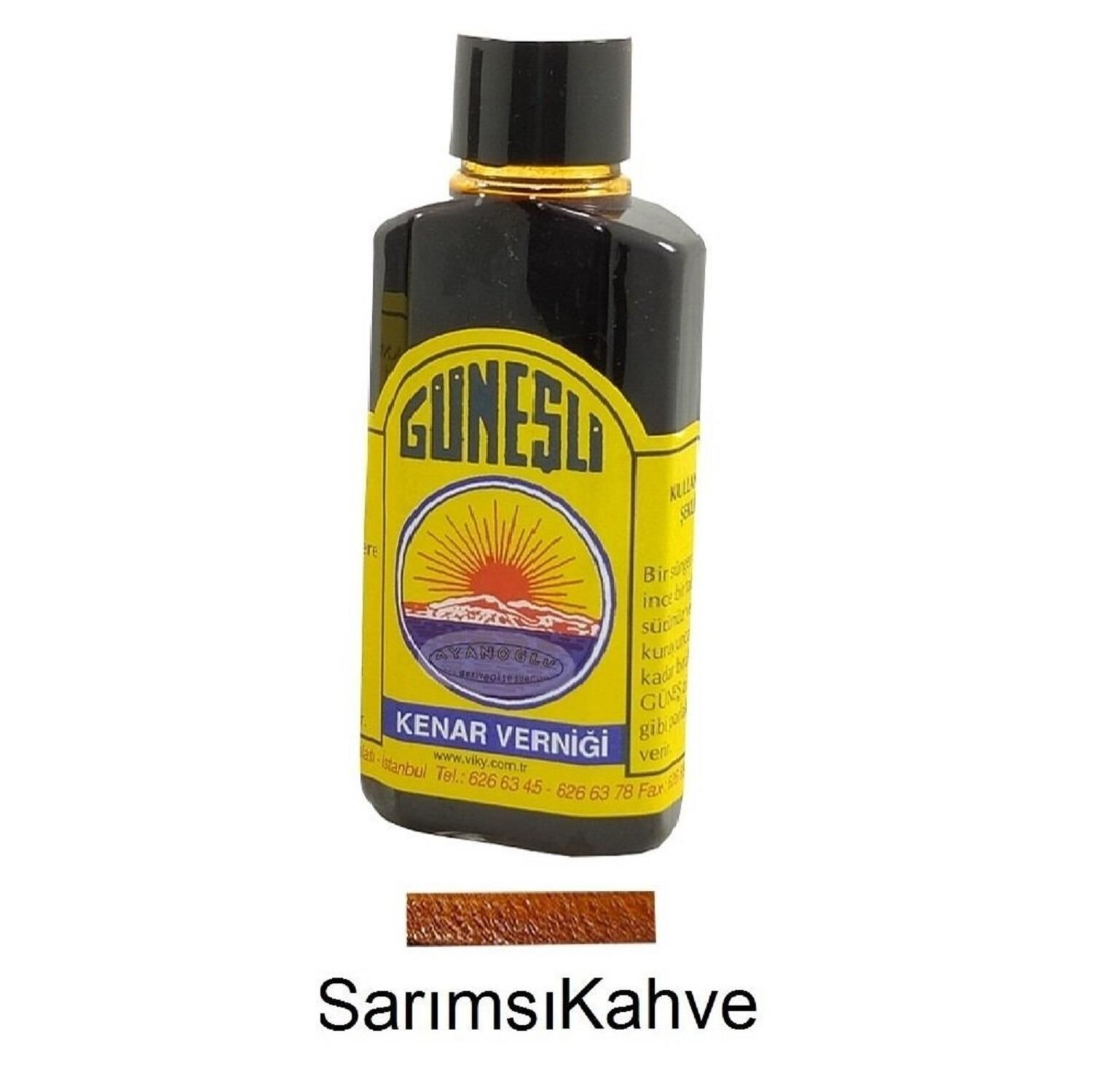 Güneşli Deri Kenar Vernik Boya 100ml (Leathercraft, Deri Hobi) Sarımsı Kahve