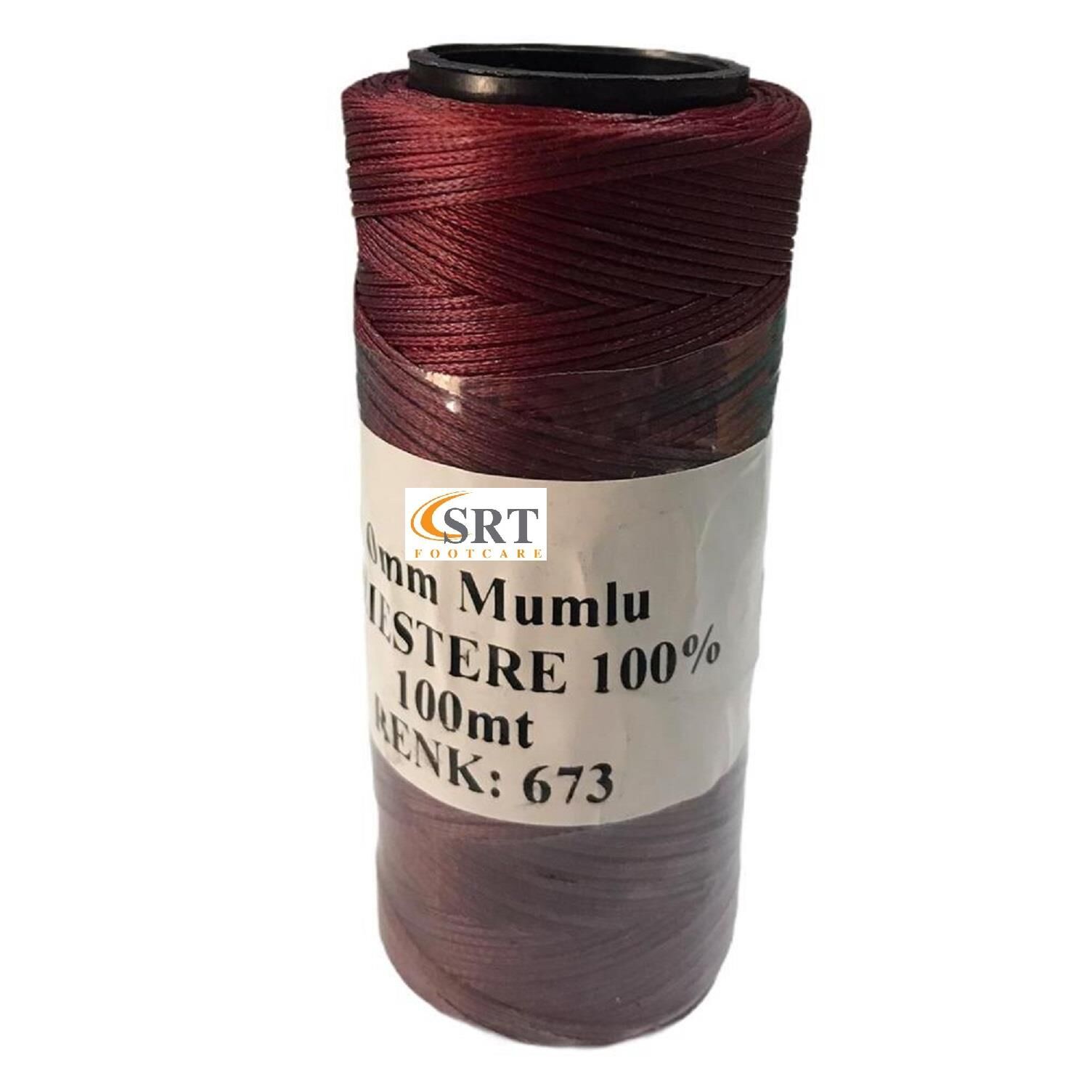 SRTfootcare Deri El Dikişi İçin Mumlu İplik 0,6 Mm 100mt (leathercraft, Deri Hobi) Bordo 673