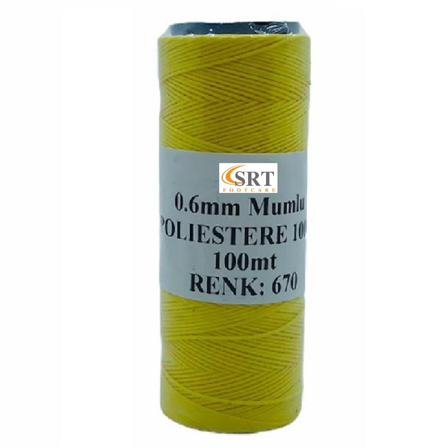 SRTfootcare Deri El Dikişi İçin Mumlu İplik 0,6 Mm 100mt (leathercraft, Deri Hobi) Sarı 670