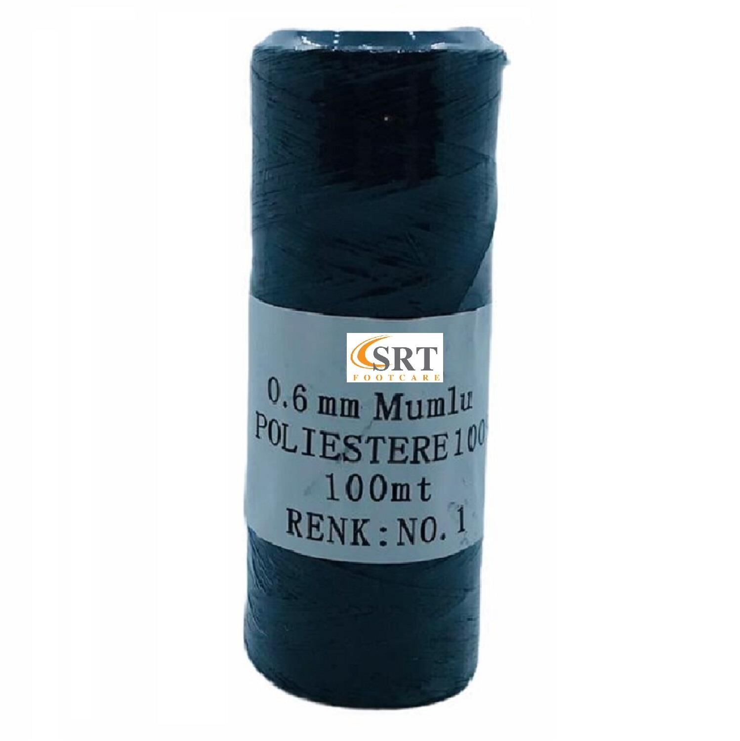 SRTfootcare Deri El Dikişi İçin Mumlu İplik 0,6 Mm 100mt (leathercraft, Deri Hobi) Siyah 01