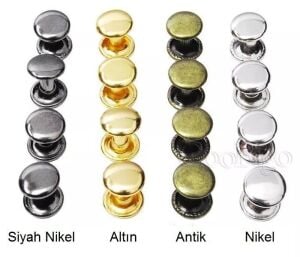 Perçin 33,5no 9mm İki Taraf Kafa 50 Takım (Leathercraft, Deri Hobi)