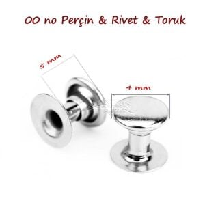 Perçin Rivet 00 no 4mm 50 Adet - Leathercraft Deri Hobi Ürünleri Nikel