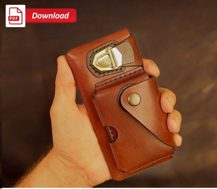 Cüzdanlı Telefon Kılıfı SRT555 PDF Şablonu Deri El Aletleri